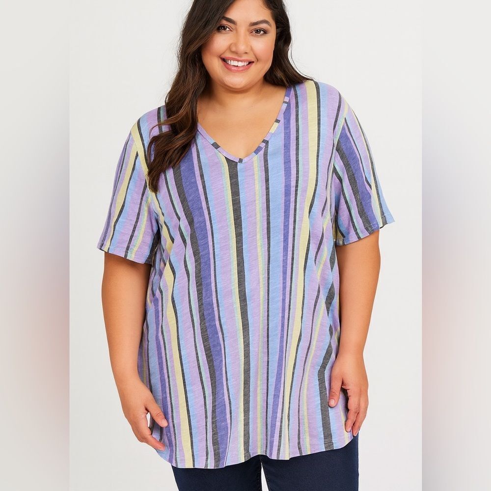 Lane Bryant Popover Striped Tunic Tee Shirt Size 18/20